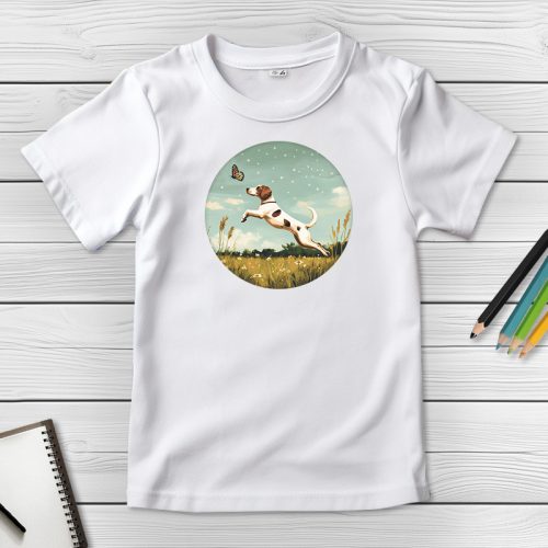 Angol pointeres póló gyerekeknek fehér színben