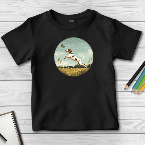 Angol pointeres póló gyerekeknek fekete színben