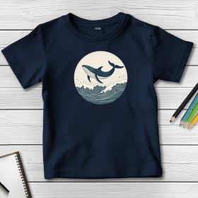 Bálnás póló gyerekeknek sötétkék színben