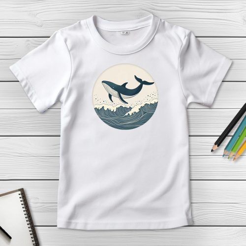 Bálnás póló gyerekeknek fehér színben