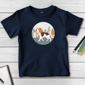 Beagleös póló gyerekeknek sötétkék színben