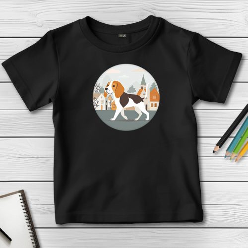 Beagleös póló gyerekeknek fekete színben