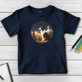 Border collies póló gyerekeknek sötétkék színben