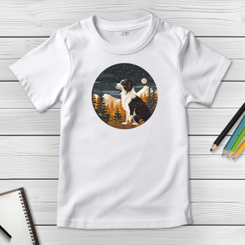 Border collies póló gyerekeknek fehér színben