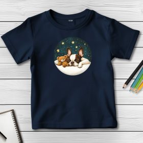 Boston terrieres póló gyerekeknek sötétkék színben