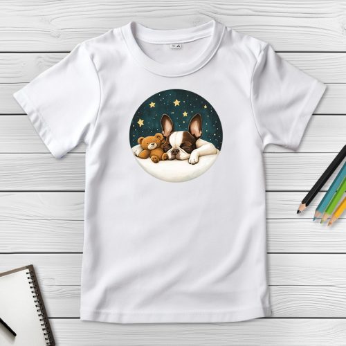 Boston terrieres póló gyerekeknek fehér színben