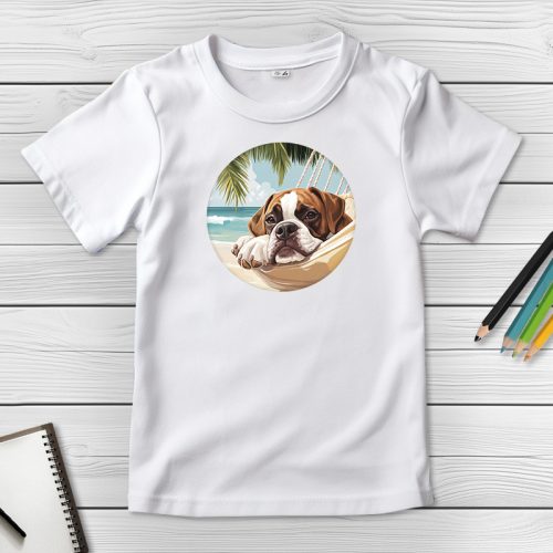 Boxeres póló gyerekeknek fehér színben