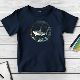 Cápás póló gyerekeknek sötétkék színben