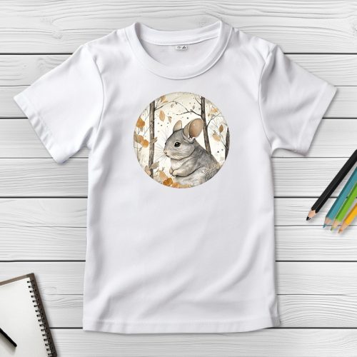 Csincsillás póló gyerekeknek fehér színben