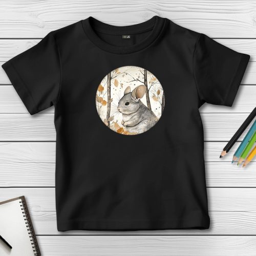 Csincsillás póló gyerekeknek fekete színben