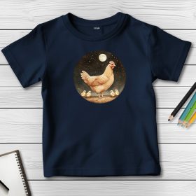 Csirkés póló gyerekeknek sötétkék színben