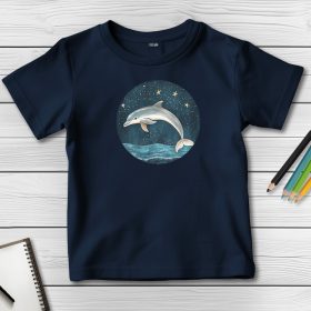 Delfines póló gyerekeknek sötétkék színben