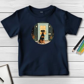 Dobermannos póló gyerekeknek sötétkék színben