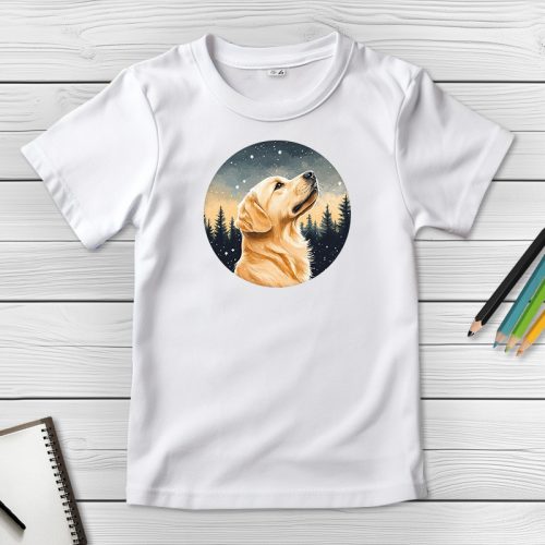 Golden retrieveres póló gyerekeknek fehér színben