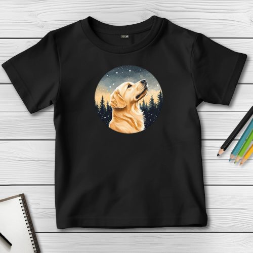 Golden retrieveres póló gyerekeknek fekete színben