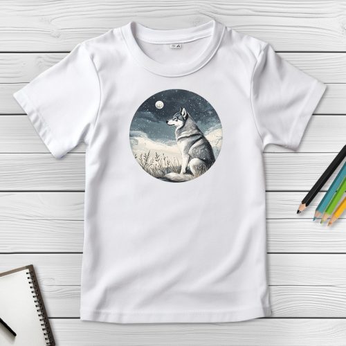 Huskys póló gyerekeknek fehér színben