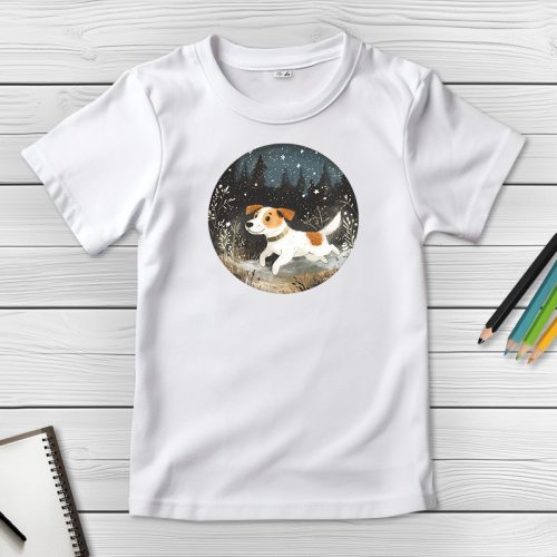Jack russel terrieres póló gyerekeknek fehér színben