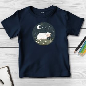 Bárányos póló gyerekeknek sötétkék színben