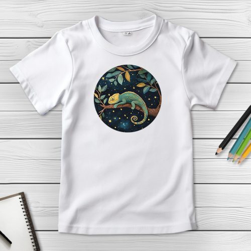 Kaméleonos póló gyerekeknek fehér színben