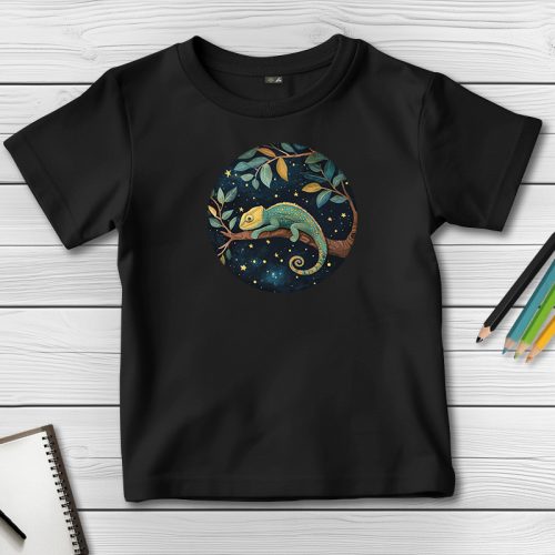 Kaméleonos póló gyerekeknek fekete színben