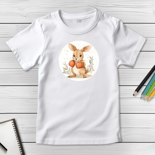 Kengurus póló gyerekeknek fehér színben