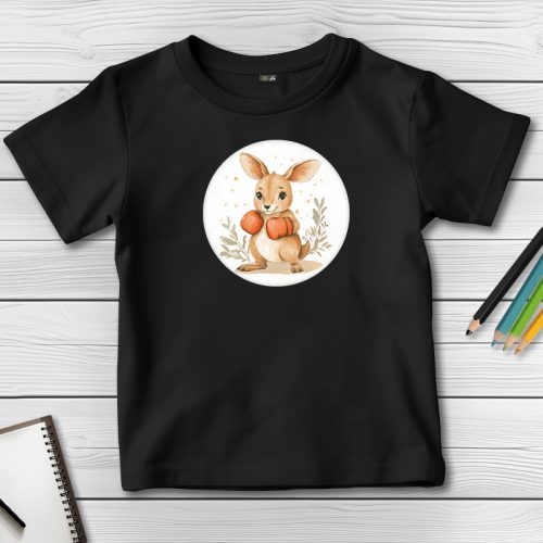 Kengurus póló gyerekeknek fekete színben