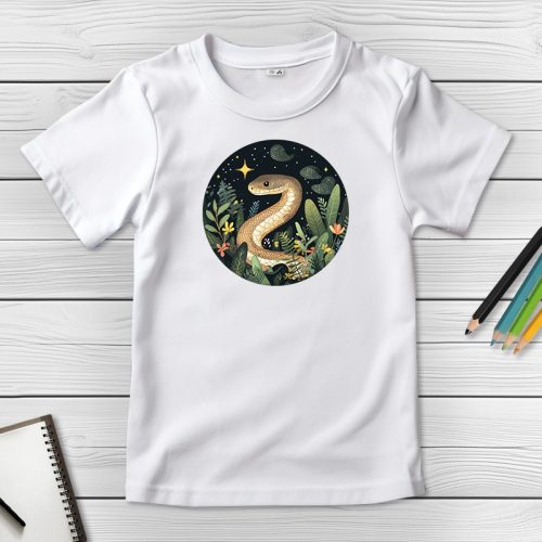 Kígyós póló gyerekeknek fehér színben