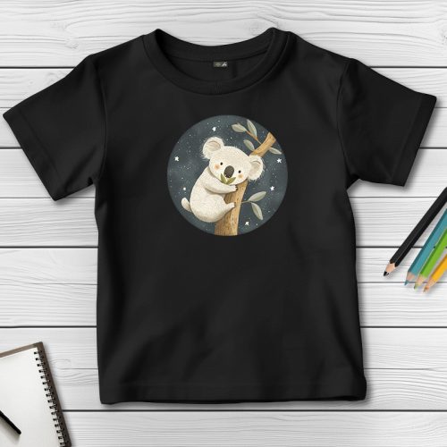 Koalás póló gyerekeknek fekete színben