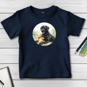 Fekete labradoros póló gyerekeknek sötétkék színben