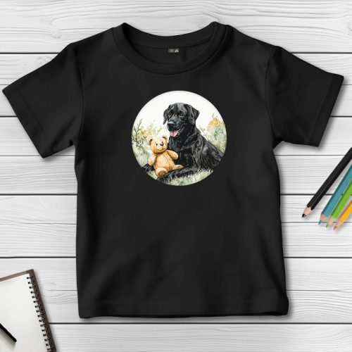 Fekete labradoros póló gyerekeknek fekete színben