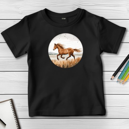 Lovas póló gyerekeknek fekete színben