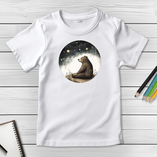 Medvés póló gyerekeknek fehér színben