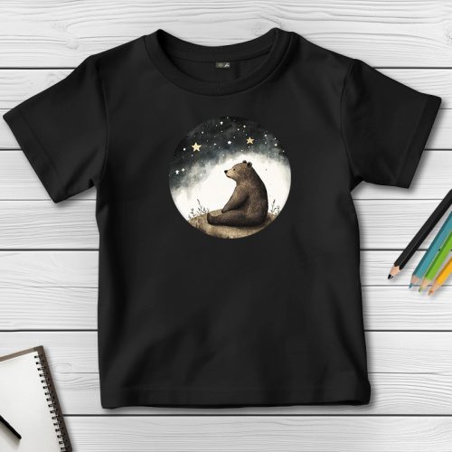 Medvés póló gyerekeknek fekete színben