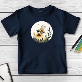 Méhecskés póló gyerekeknek sötétkék színben