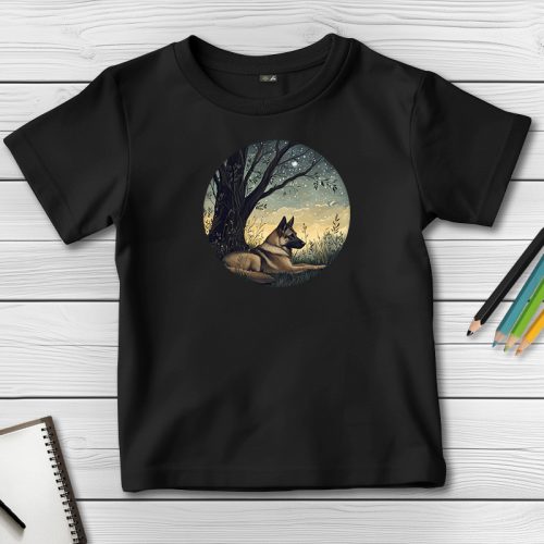 Németjuhászos póló gyerekeknek fekete színben