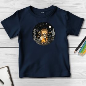 Oroszlános póló gyerekeknek sötétkék színben