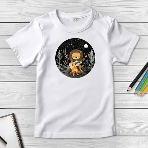 Oroszlános póló gyerekeknek fehér színben