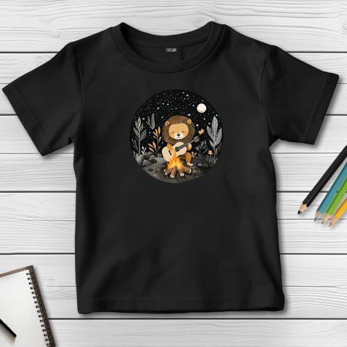 Oroszlános póló gyerekeknek fekete színben