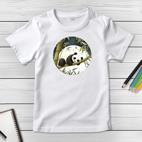 Pandás póló gyerekeknek fehér színben
