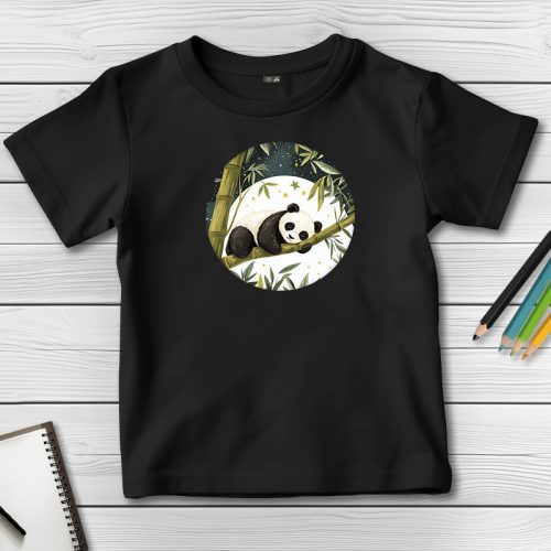 Pandás póló gyerekeknek fekete színben