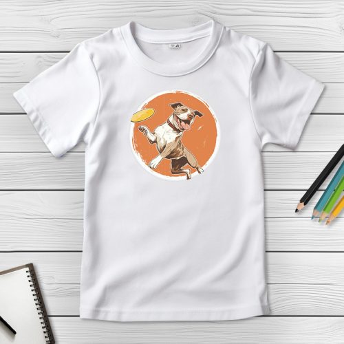 Pitbullos póló gyerekeknek fehér színben
