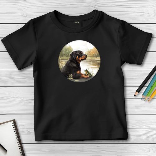 Rottweileres póló gyerekeknek fekete színben