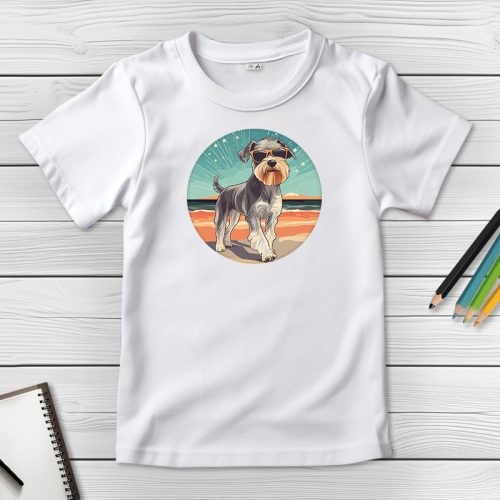 Schnauzeres póló gyerekeknek fehér színben