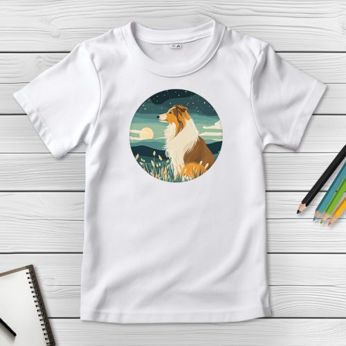 Skót juhászos póló gyerekeknek fehér színben