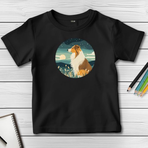 Skót juhászos póló gyerekeknek fekete színben