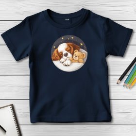 Cavalier King Charles spánieles póló gyerekeknek sötétkék színben