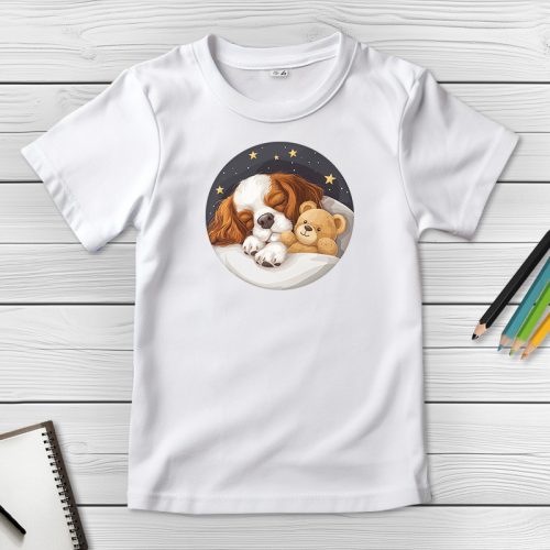Cavalier King Charles spánieles póló gyerekeknek fehér színben