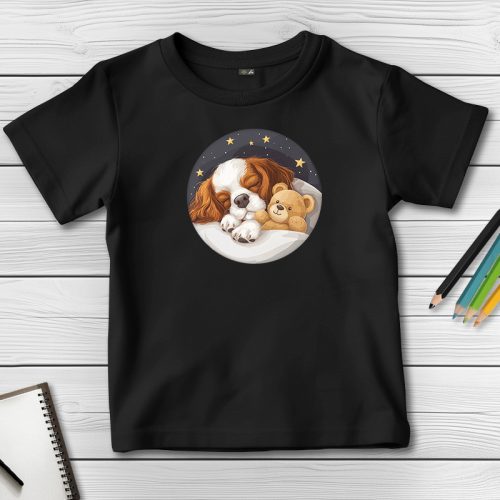 Cavalier King Charles spánieles póló gyerekeknek fekete színben