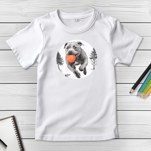 Staffordshire terrieres póló gyerekeknek fehér színben