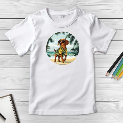 Tacskós póló gyerekeknek fehér színben